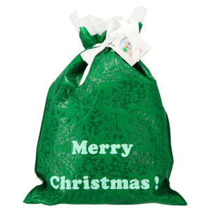 Worek prezentowy świąteczny zielony "Merry Christmas" 30x45 cm