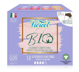 Vivicot BIO, podpaski ANATOMIC ultra cienkie z organicznej bawełny 14 sztuk