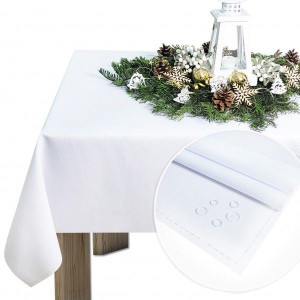 Obrus na stół Plamoodporny Premium 140x220 U414-01 biały