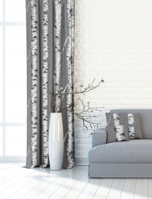 Zasłona VELVET 145x180 z motywem BRZÓZKI 3D