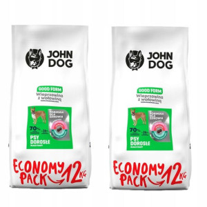 JOHN DOG Mini Wieprzowina wołowina 2x12kg GRATIS