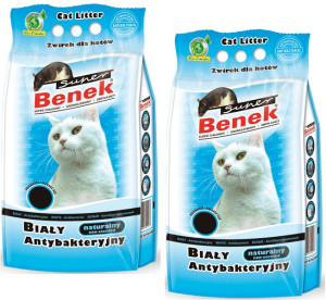 Super Benek Biały Antybakteryjny żwirek 2x5l