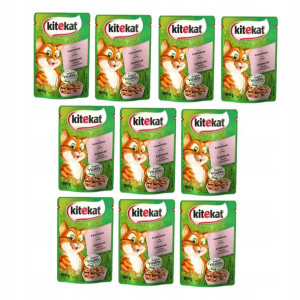 KITEKAT Łosoś w sosie mokra karma dla kota 10x100g