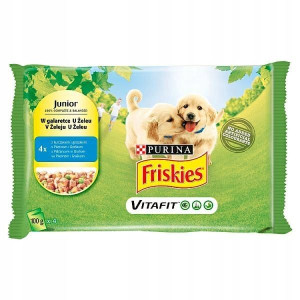 FRISKIES JUNIOR Galaretka Kurczak Groszek 4x100g