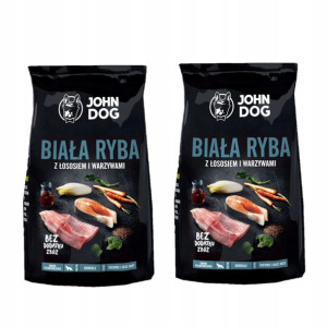 JOHN DOG Biała ryba łosoś MIX 2x12kg GRATIS