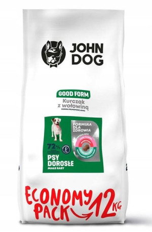 JOHN DOG Kurczak wołowina 12kg GRATIS dla pieska