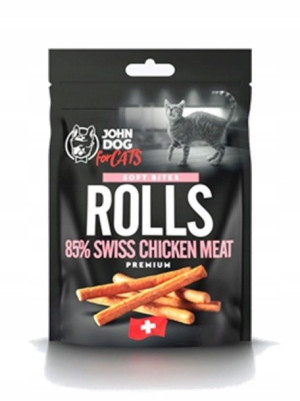 JOHN DOG Rurki kurczak 85% przysmak dla kota 50g