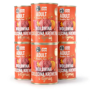 JOHN DOG wołowina cielęcina krewetki dynia 6x400g