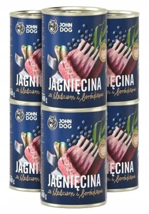 JOHN DOG Junior Wołowina królik jeżyny 6x400g