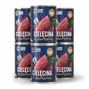 JOHN DOG Berry Cielęcina żurawina dla psa 6x400g