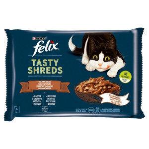 FELIX TASTY SHREDS z Kaczką i z Indykiem 4x80g