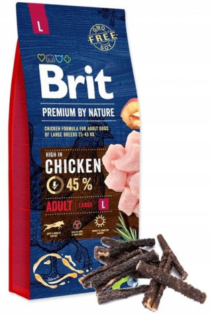 Brit Premium By Nature Adult L 15kg+ żwacze wołowe