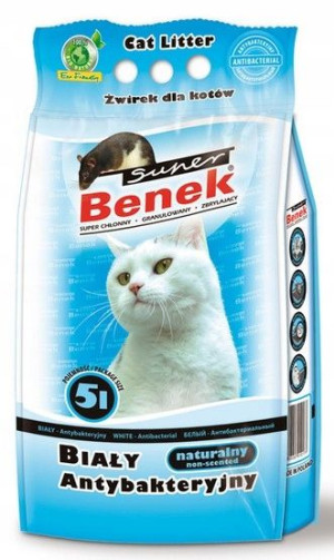 Super Benek Biały Antybakteryjny żwirek 5l