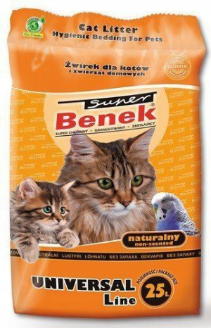 Super Benek Uniwersalny Naturalny żwirek25l+GRATIS