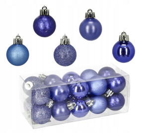 Komplet Bombek 20 Szt Bombki Choinkowe 3 Cm Małe Niebieskie Błękitne