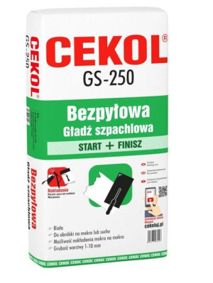 Cekol Gs-250 Gładź Szpachlowa Bezpyłowa 2w1 Start + Finisz 20 Kg