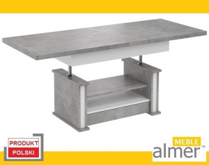 Ławostół Ława Stół L05 Szuflada Półka rozkładany Beton Jasny Biały