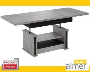 Ławostół Ława Stół L05 Szuflada Półka rozkładany Beton Ciemny Czarny