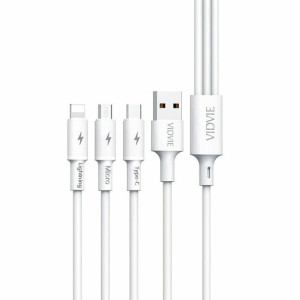 Kabel Vidvie Cb4003 Usb/micro + Type C + Lightning 2.4a, 1.2m Biały