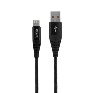 Kabel Vidvie Nylon Usb/lightning 2.4a, 1.2m Czarny Pudełko