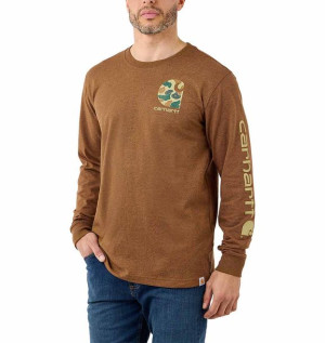 Koszulka Carhartt Heavyweight Camo Logo Relaxed Fit OILED WALNUT HEATHER