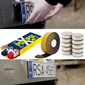 Zestaw Montażowy - Rejestracja bez RAMKI - Magnesy Neodymowe