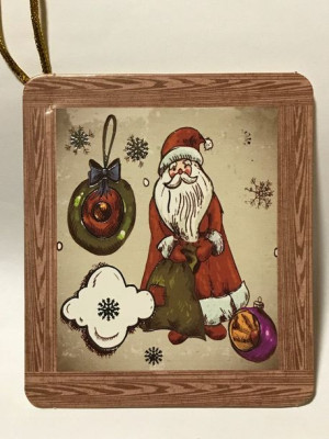 Bilecik zawieszka prezent BN Mikołaj ok 7,1x8,2cm