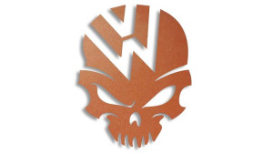 Wycinana naklejka VOLKSWAGEN CZASZKA VW miedziana