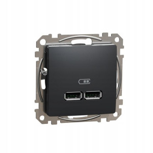 Sedna Design Gniazdo ładowania USB A+A czarne