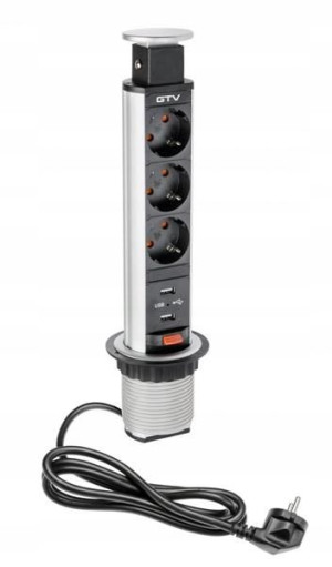 Przedłużacz Biurkowy Wpuszczany 3x Schuko 2xusb