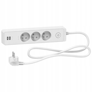 Schneider Odace Przedłużacz 3-gniazdowy 2xusb 1,5m