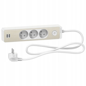 Schneider Odace Przedłużacz 3-gniazdowy 2xusb 1,5m