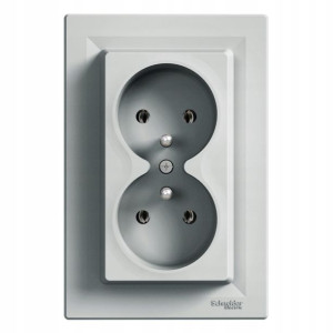 Schneider Asfora Gniazdo podwójne 2x2P+PE aluminium EPH9800261