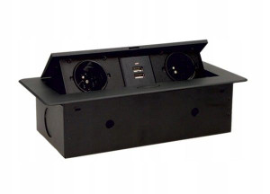 Gniazdo Wpuszczane W Blat 2x230v + 2xusb Czarne