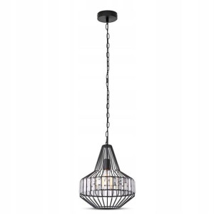 Lampa Sufitowa Wisząca E27 Klatka Metal 30cm Black