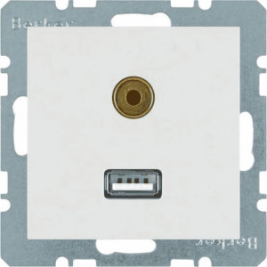 Berker B. Gniazdo Audio 3,5mm 1xusb Bia 3315391909