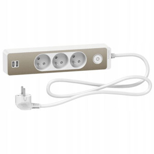 Schneider Odace Przedłużacz 3-gniazdowy 2xusb 1,5m