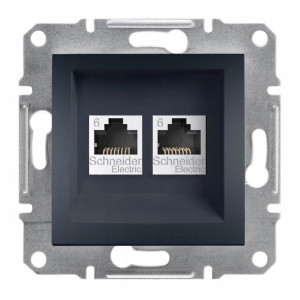 Schneider Asfora Gniazdo komputerowe 2xRJ45 kat.6 UTP bez ramki antracyt