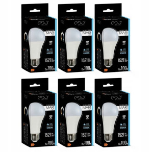 6x Żarówka LED E27 A65 15W 6500K zimna 1521lm EDO