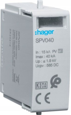 Hager Ogranicznik Przepięć Spd T2 1p Fotow Spv040