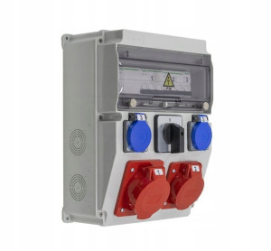 Rozdzielnica 32A/5P 16A/5P 2x230V SCHUKO IK08 IP44