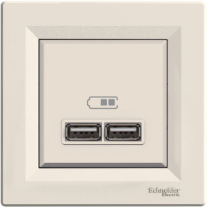 Schneider Asfora Gniazdo Ładowarki Usb 2.1a Krem