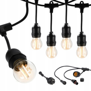 Girlanda Ogrodowa Świetlna 10m +10 Led E27 Żarówki