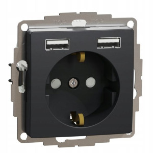 Schneider Design Gniazdo Schuko + Ładow. Usb Czarn