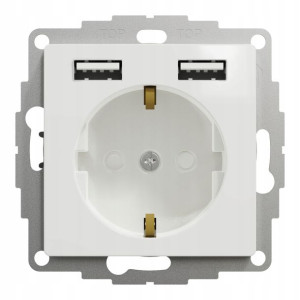 Schneider Design Gniazdo Schuko + Ładow. Usb Bialy