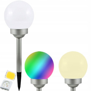 Lampa Ogrodowa LED SOLARNA POLUX KULA 15cm SATYNA