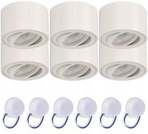 6x Oprawa Natynkowa Halogenowa Tuba + Led 5w