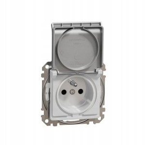 Schneider Design Gniazdo Pojedyncze Z/u Srebr Ip44