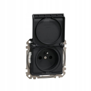 Schneider Design Gniazdo Pojedyncze Zu Czarne Ip44
