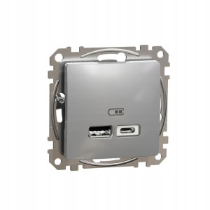 Schneider Design Ładowarka Gniazdo Usb A+c Srebrna